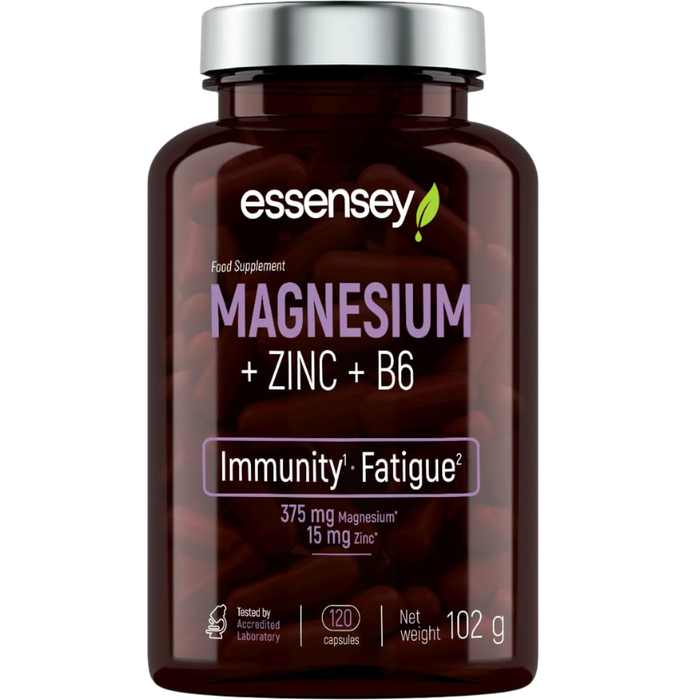 Essensey Magnesium + Zinc + B6 – Immune & Energy Support | 60 Servings | 120 Capsules