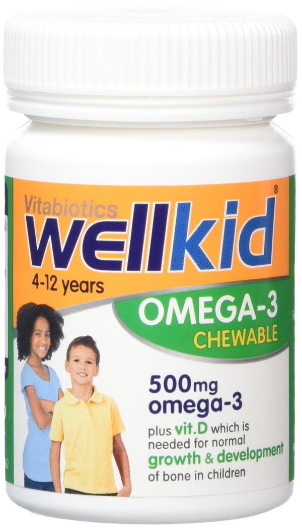 Vitabiotics WellKid Omega 3 Chewable Natural Jaffa Orange Flavour 4-12 Years Chewable 60 Capsules - Children at MySupplementShop by Vitabiotics