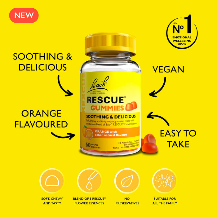 Rescue Vegan Gummies Orange with Other Natural Flavours x 60 - Stress Relief at MySupplementShop by Rescue