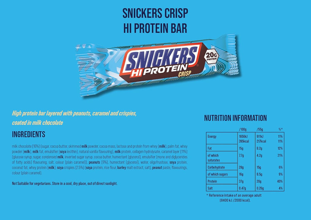 Barres Snickers Hi-Protéinées 12x55g