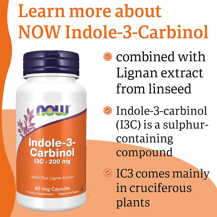 NOW Foods Indol-3-Carbinol (I3C), 200 mg – 60 Kapseln