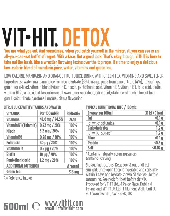 VITHIT Detox 12x500ml Mandarin & Orange cheapest price with MYSUPPLEMENTSHOP.co.uk