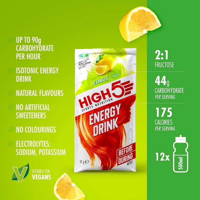 HIGH5 Energy Hydration Drink Erfrischende Mischung aus Kohlenhydraten und Elektrolyten (Beere 12 x 47 g)