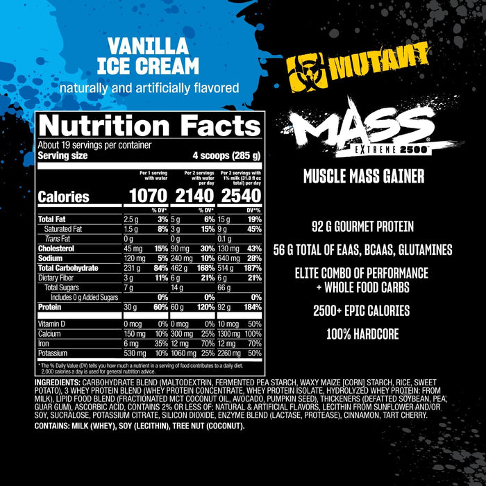 Mutant Mass Extreme Gainer Whey Protein Powder 9.07kg