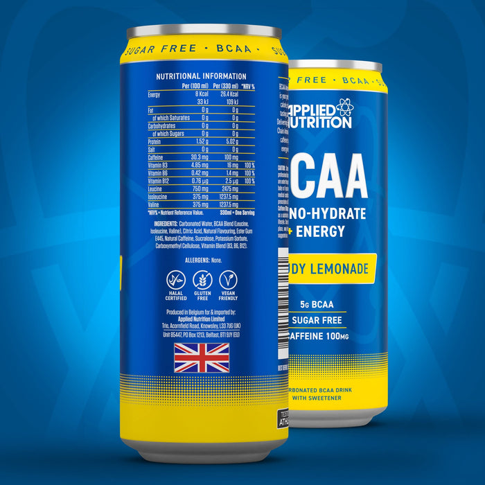 Applied Nutrition BCAA Amino-Hydrate + Energy Cans, Cloudy Lemonade - 12 x 330ml Best Value Drink Flavored at MYSUPPLEMENTSHOP.co.uk