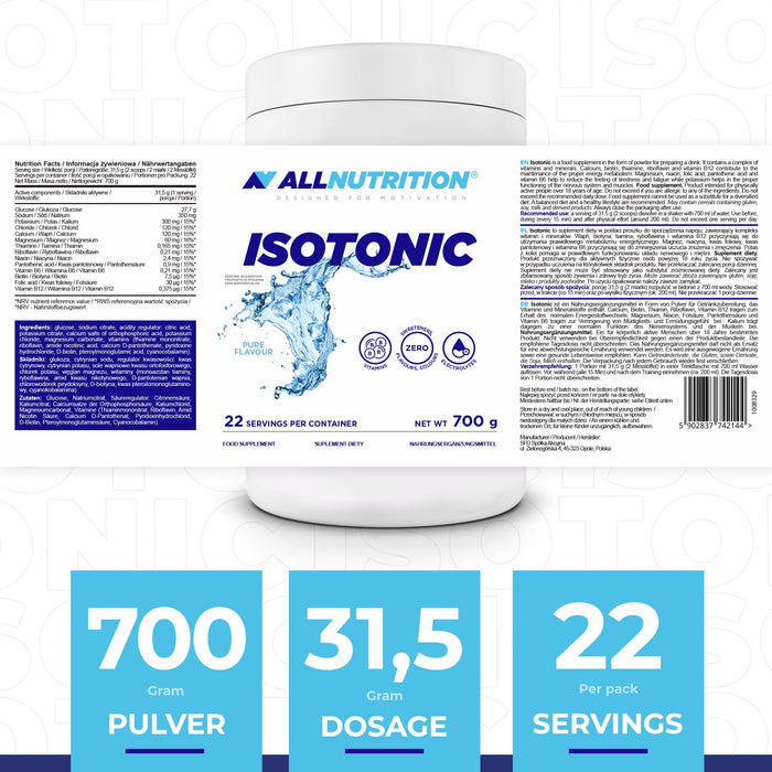 Allnutrition Isotonic, Pure - 700g Best Value Nutritional Supplement at MYSUPPLEMENTSHOP.co.uk