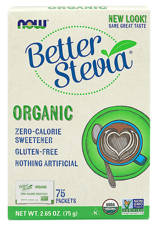 NOW Foods Better Stevia Packets, Organic - 75 packets | High-Quality Health Foods | MySupplementShop.co.uk