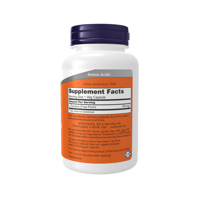 NOW Foods L-Tyrosin, extra stark 750 mg – 90 Kapseln