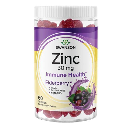 Swanson Zinc Gummies, Elderberry Flavoured 30mg 60 Gummies - Supplements at MySupplementShop by Swanson