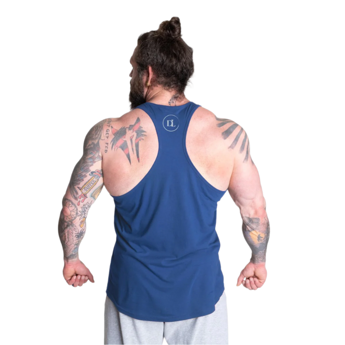 Better Bodies Logo Essential T-Back Bright Blue – 100% Cotton Gym and Lifestyle Tank