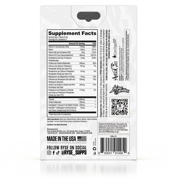 RYSE Hydration Sticks 6 x 6.4g - Hydration Drink at MySupplementShop by RYSE