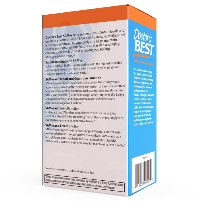 Doctor's Best SAM-e 400 mg 30 Enteric Coated Tablets | Premium Supplements at MYSUPPLEMENTSHOP