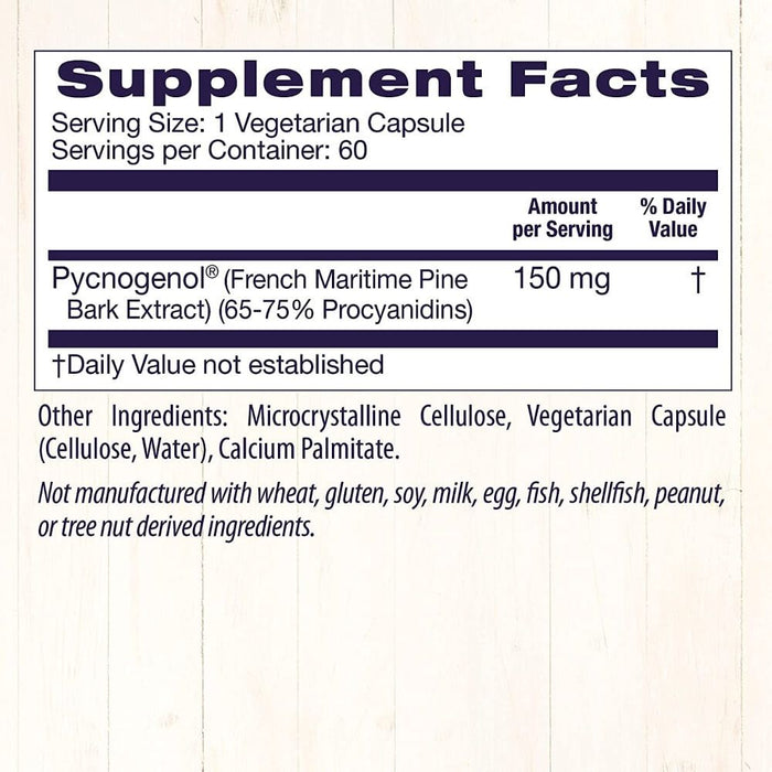 Healthy Origins Pycnogenol 150 mg 60 Veggie Capsules | Premium Supplements at MYSUPPLEMENTSHOP