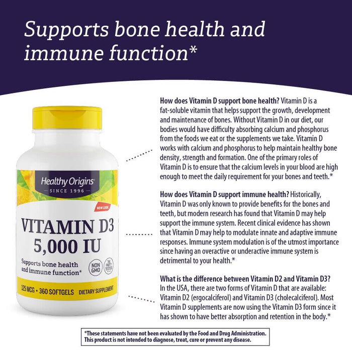 Healthy Origins Vitamin D3 5,000iu 360 Softgels | Premium Supplements at MYSUPPLEMENTSHOP