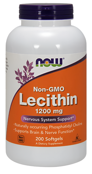 NOW Foods Lecithin, 1200mg Non-GMO - 200 softgels