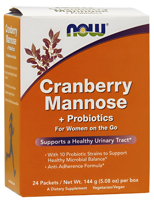 NOW Foods Cranberry Mannose + Probiotika – 24 Päckchen