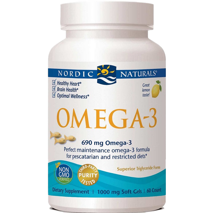 Nordic Naturals Omega-3, 690mg Lemon (Fish Gelatin) - 60 fish gels