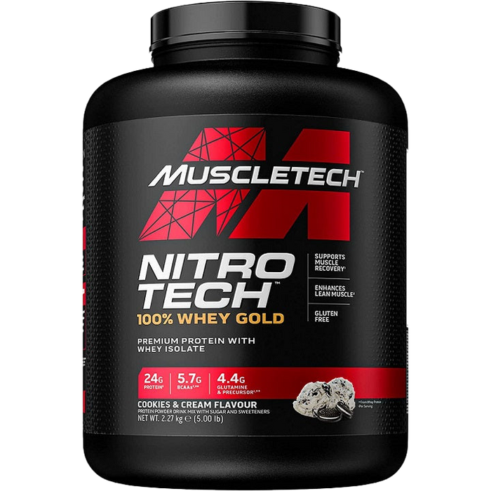 MuscleTech Nitro-Tech 100 % Whey Gold, Cookies &amp; Cream – 2270 Gramm (EAN 631656256352)