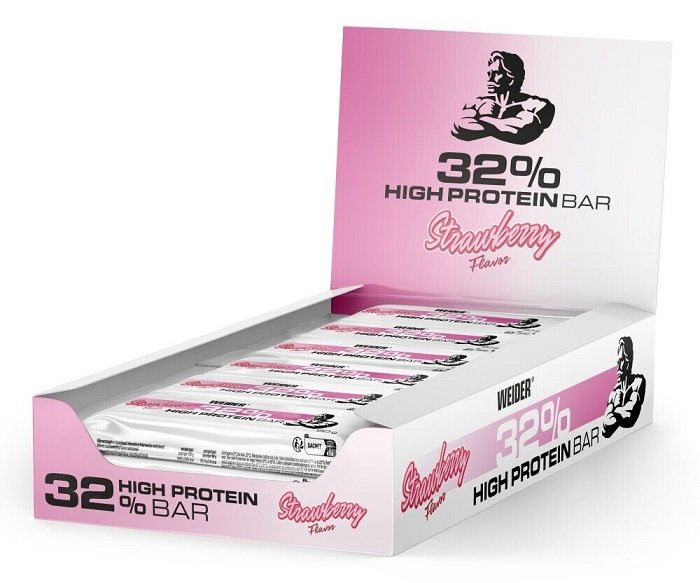 Weider 32% High Protein Bar Strawberry  12 x 60g - Protein at MySupplementShop by Weider