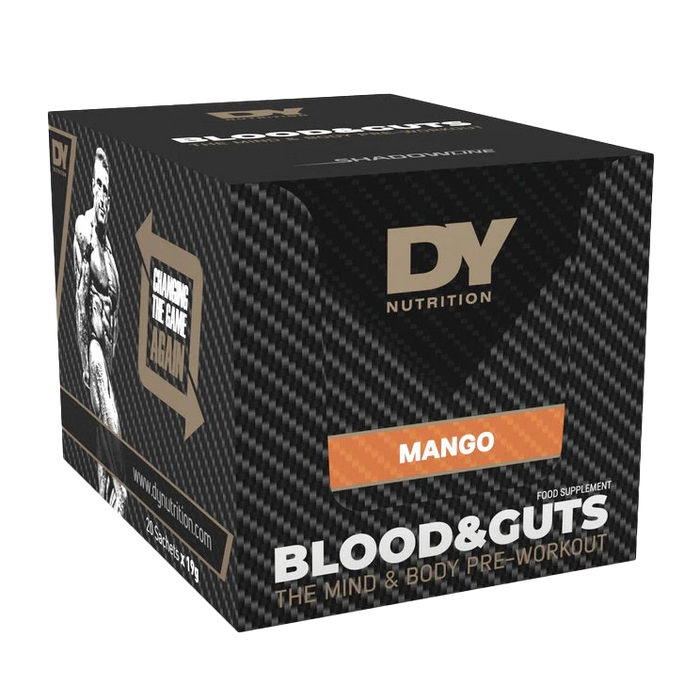 Dorian Yates Blood and Guts Sachets Mango 20 x 19g for Pre-Workout Energy