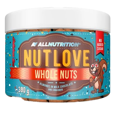 Allnutrition Nutlove Whole Nuts, Almonds in Milk Chocolate and Cinnamon - 300g