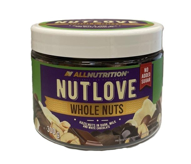 Allnutrition Nutlove Whole Nuts, Hazelnuts in Dark / Milk and White Chocolate - 300g