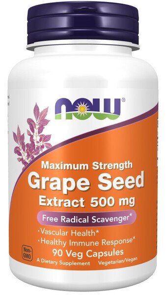 NOW Foods Grape Seed Extract, 500mg Maximum Strength - 90 vcaps - Vitamins & Supplements at MySupplementShop by NOW Foods