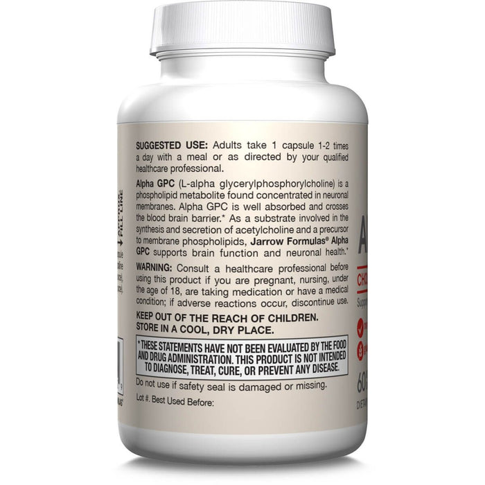 Jarrow Formulas Alpha GPC 300mg 60 Veggie Capsules | Premium Supplements at MYSUPPLEMENTSHOP