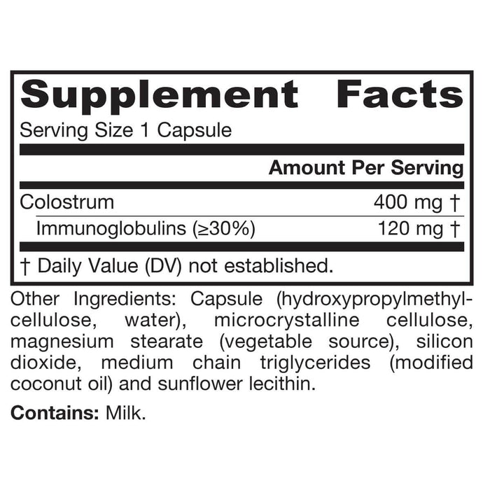 Jarrow Formulas Colostrum Prime Life 400mg 120 Veggie Capsules | Premium Supplements at MYSUPPLEMENTSHOP
