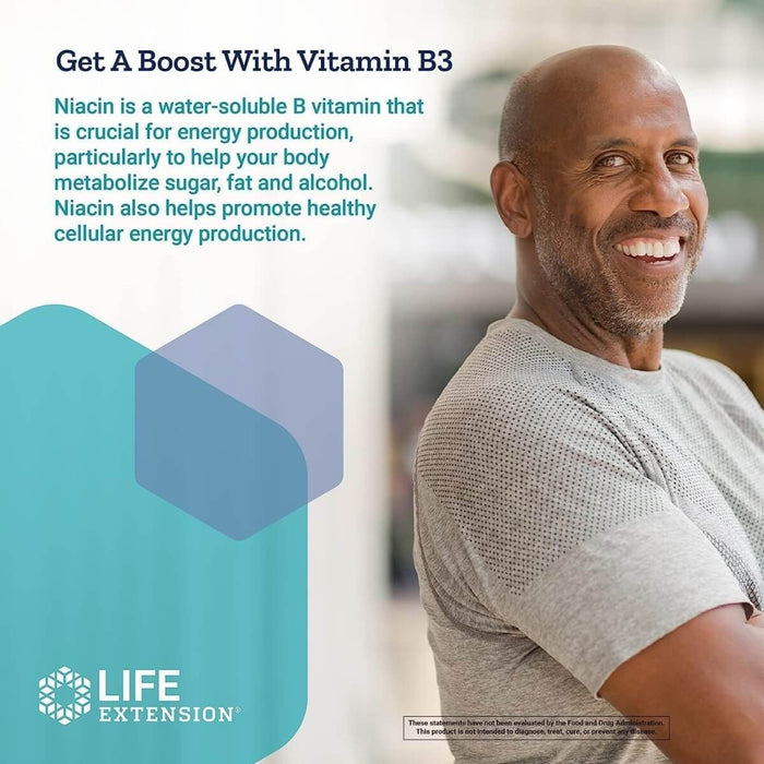 Life Extension Vitamin B3 Niacin 500mg 100 Capsules | Premium Supplements at MYSUPPLEMENTSHOP