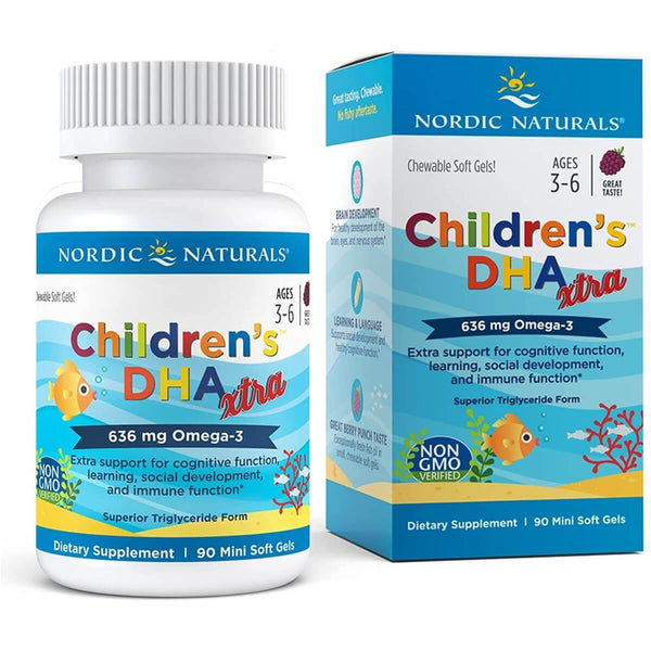 Nordic Naturals Children's DHA Xtra 636mg Omega-3 90 Mini Softgels (Berry Punch) | Premium Supplements at MYSUPPLEMENTSHOP