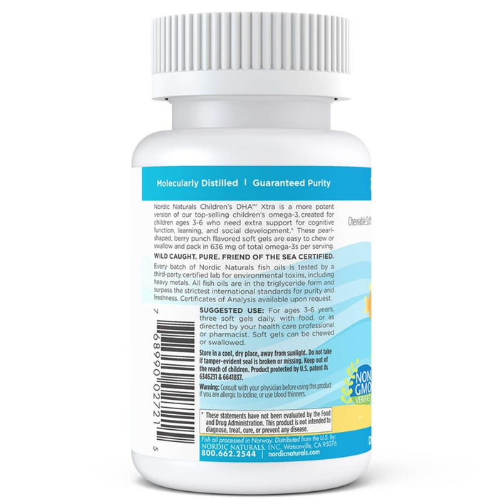 Nordic Naturals Children's DHA Xtra 636mg Omega-3 90 Mini Softgels (Berry Punch) | Premium Supplements at MYSUPPLEMENTSHOP