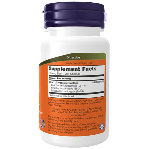 NOW Foods 8 Billion Acidophilus &amp; Bifidus 60 Veg Capsules | Premium Supplements at MYSUPPLEMENTSHOP