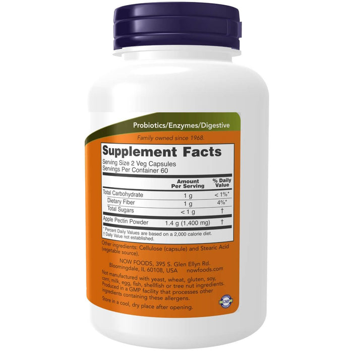 NOW Foods Apple Pectin 700mg 120 Veg Capsules | Premium Supplements at MYSUPPLEMENTSHOP