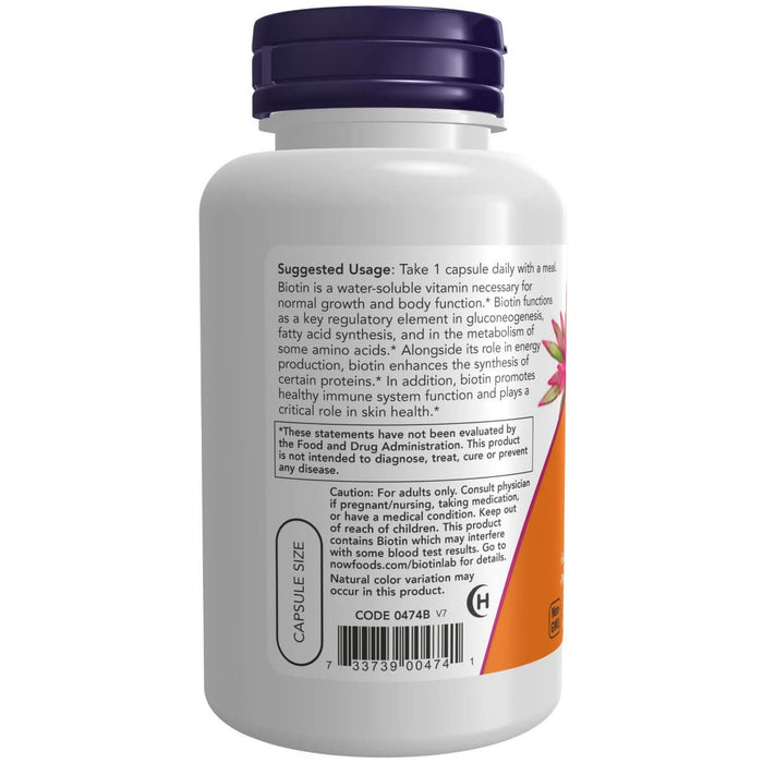 NOW Foods Biotin 5,000 mcg 120 Veg Capsules | Premium Supplements at MYSUPPLEMENTSHOP