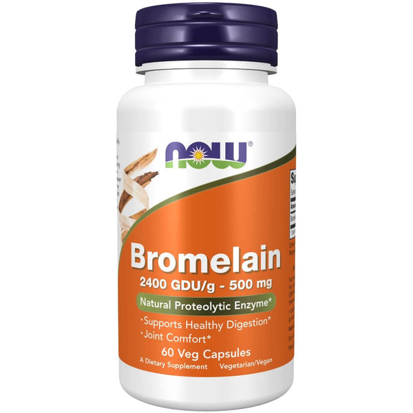 NOW Foods Bromelain 2,400 GDU/g - 500 mg 60 Veg Capsules - Joint Support at MySupplementShop by NOW Foods