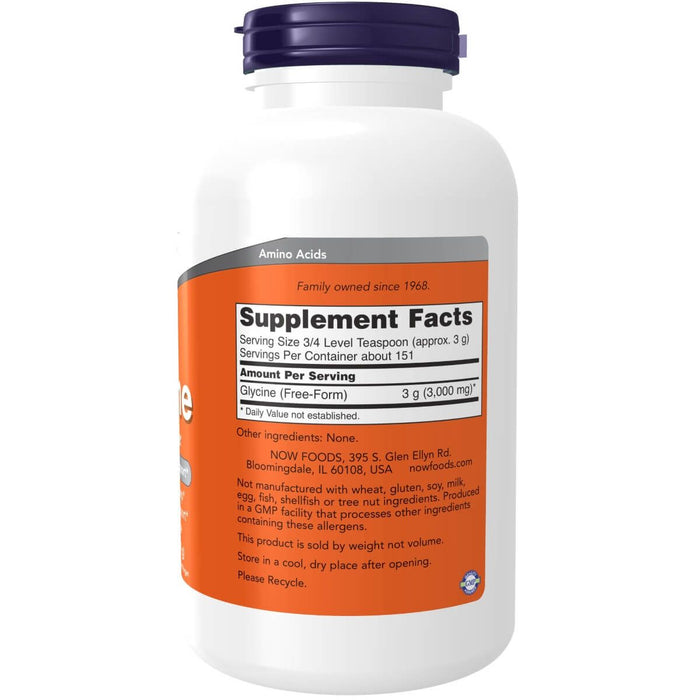 NOW Foods Glycine Pure Powder 1lbs (454g) | Premium Supplements at MYSUPPLEMENTSHOP