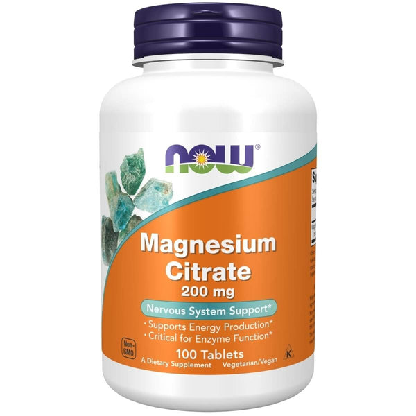 NOW Foods Magnesium Citrate 200 mg 100 Tablets | Premium Supplements at MYSUPPLEMENTSHOP