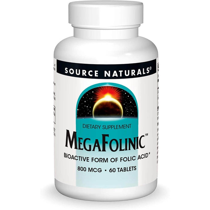 Source Naturals MegaFolinic (Folic Acid) 800mcg 60 Tablets - Brain & Memory at MySupplementShop by Source Naturals