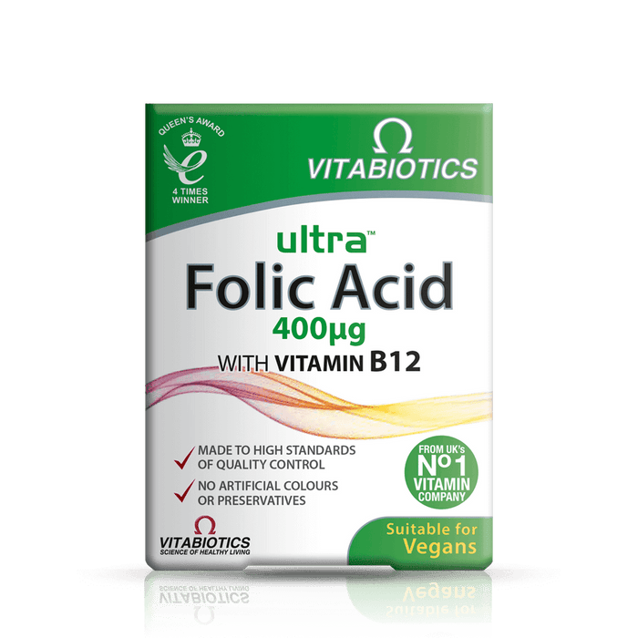 Vitabiotics Ultra Folic Acid 400ug with Vitamin B12 60 Tablets