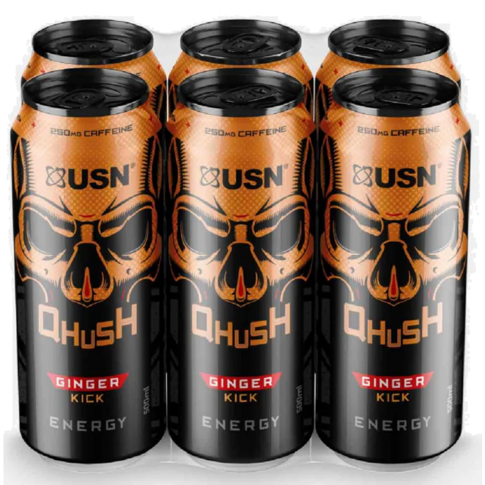 USN Qhush Energy - Ginger Kick 6 x 500ml | Premium Sports Drink at MYSUPPLEMENTSHOP.co.uk