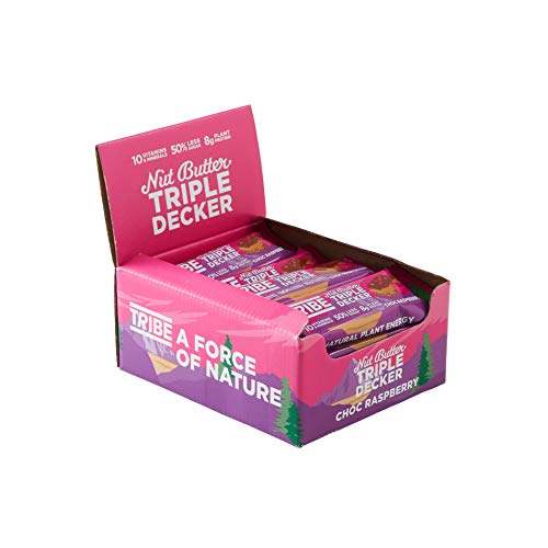 Tribe Nut Butter Triple Decker Plant Protein Bar  12x40g Choc Raspberry | High-Quality Sports Nutrition | MySupplementShop.co.uk