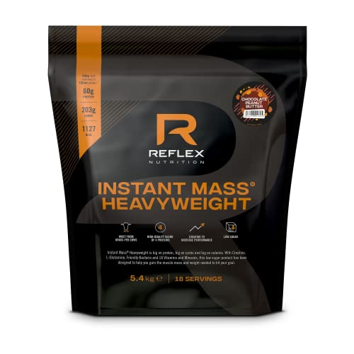 Reflex Nutrition Instant Mass Heavyweight | Mass Protein Powder | Over 1000 Calories |60g Protein | 18 Vits inc B12 B6 C Iron Zinc | (Choc Peanut Butter 5.4kg) | High-Quality Protein Blends | MySupplementShop.co.uk