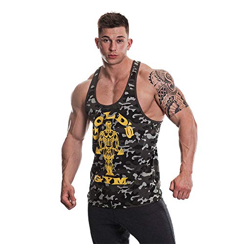 Golds Gym Stringer Joe Premium Vest S Camo Black | High-Quality Apparell | MySupplementShop.co.uk