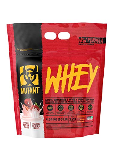 Mutant Whey - 100% Whey Protein Powder Gourmet Taste 22g of Protein 10.4 g EAAs 5 g BCAAs Fast Absorbing Easy Digesting - 4.54 kg - Strawberry Cream | High-Quality Whey Proteins | MySupplementShop.co.uk