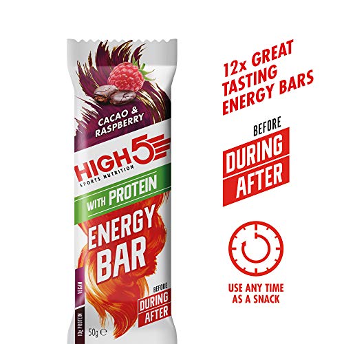 HIGH5 Energy Bar with Protein 12x50g Cacao & Raspberry | High-Quality Sports Nutrition | MySupplementShop.co.uk