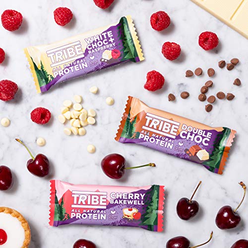 TRIBE Natural Plant Protein Bar - Cherry Bakewell - Vegan Gluten & Dairy Free (16 x 46g) | High-Quality Health Foods | MySupplementShop.co.uk