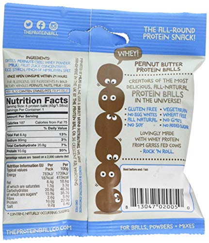 The Protein Ball Co Peanut Butter Nutrition Balls 10 pack (10 x 45 g) | High-Quality Whey Proteins | MySupplementShop.co.uk