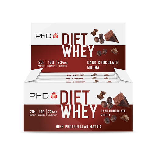 PhD Diet Whey Bar, Dark Chocolate Mocha - 12 bars | High-Quality Protein Bars | MySupplementShop.co.uk