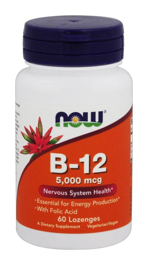 NOW Foods Vitamin B-12 with Folic Acid, 5000mcg - 60 lozenges | High-Quality Vitamins & Minerals | MySupplementShop.co.uk